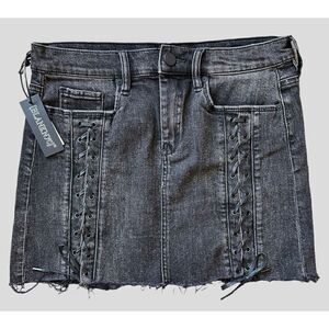 Blank NYC Distressed Lace Up Denim Skirt Size 28